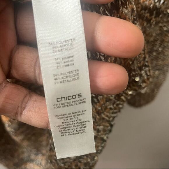 Chico’s Sequin Marled Open Cardigan Sweater Sz M - Picture 5 of 5